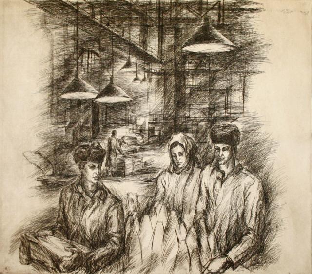 Сорока И.Д. Ночная смена. Из серии «Фронтовая летопись Магнитки». 1985 Сорока И.Д. Ночная смена. Из серии «Фронтовая летопись Магнитки». 1985